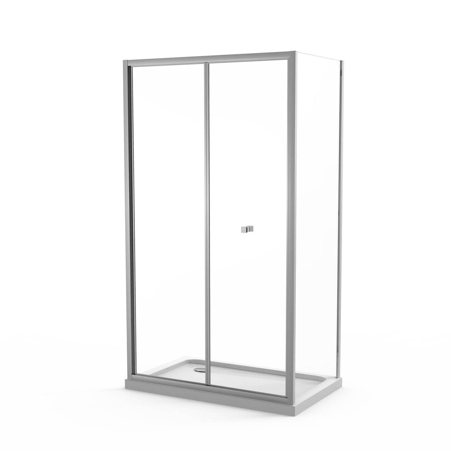 Box doccia angolare 100x70 cm in cristallo trasparente, con apertura a libro e parete fissa | Panarea