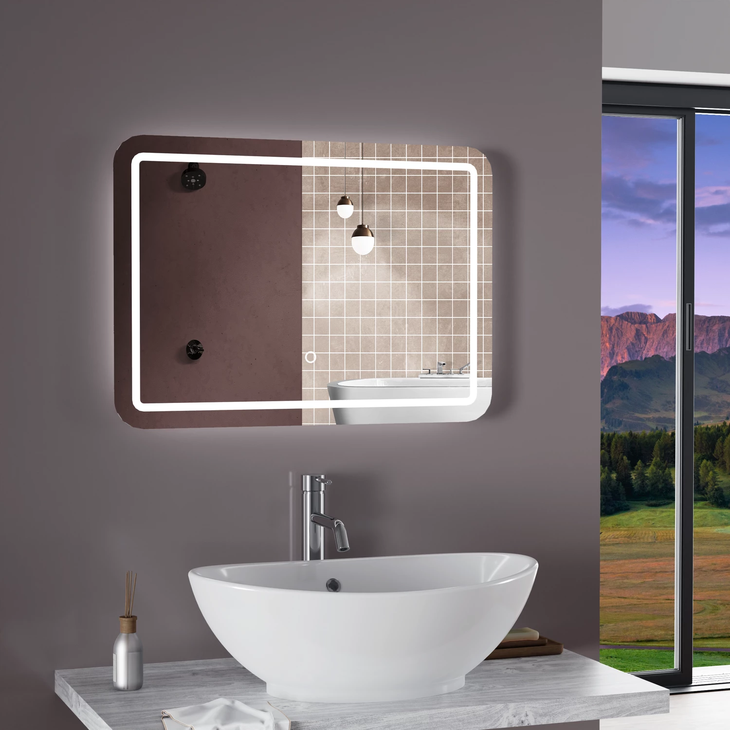 Specchio led bagno 70x100 cm retroilluminato con sensore touch-screen | Izar