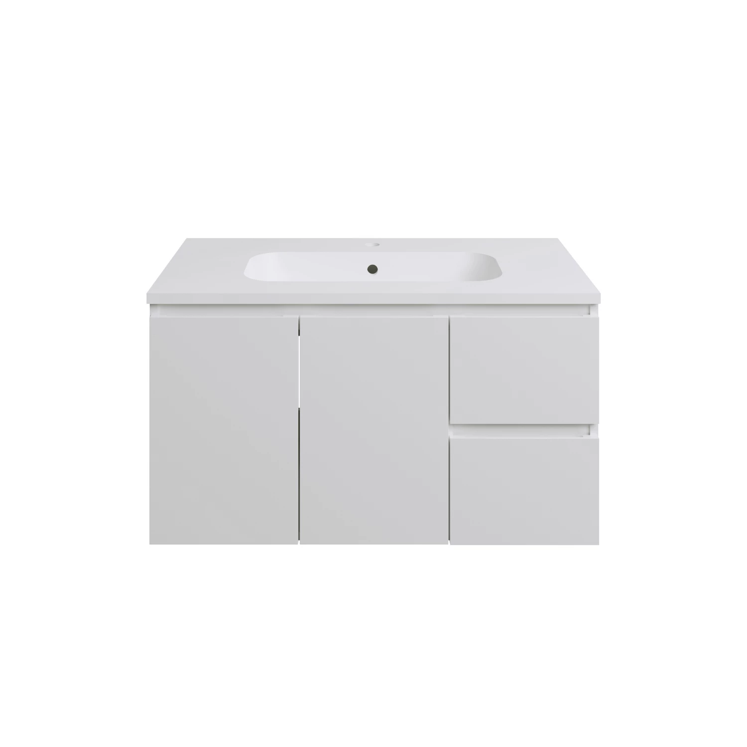Mobile da bagno sospeso 90cm bianco lucido con lavabo in resina | Rata