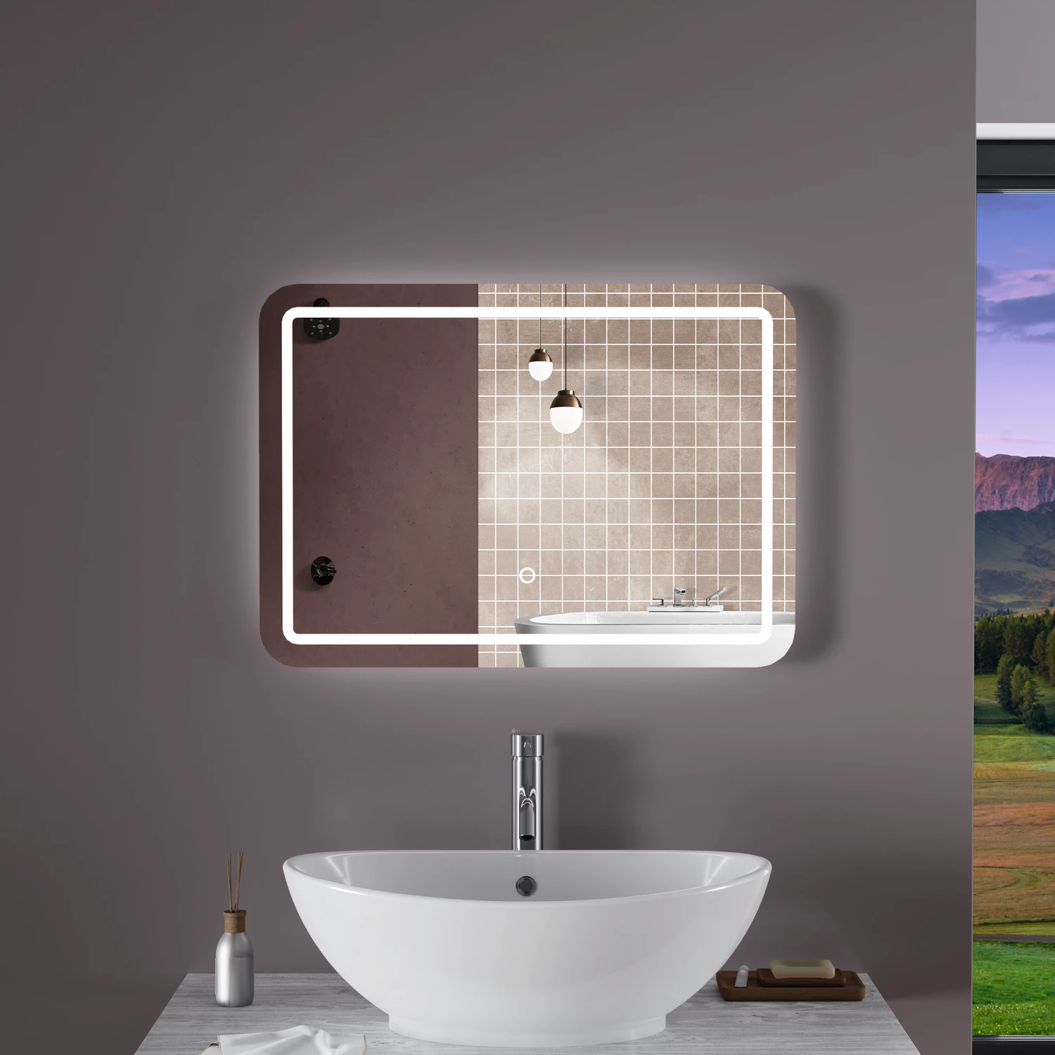 con luce LED e altoparlante Bluetooth S'bagno Specchio da bagno 1000 x 700 mm interruttore/Demister Heat Pad/dimmer specchio illuminato da parete … 
